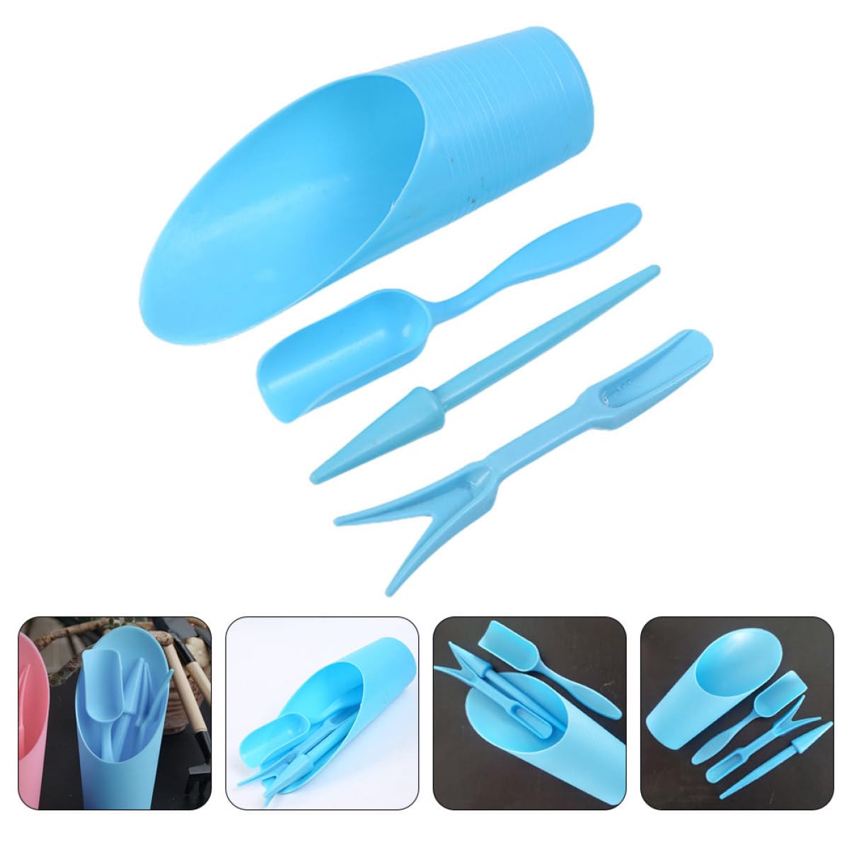 Gardening Tools Spade - 4 buah/set, ember plastik tahan lama