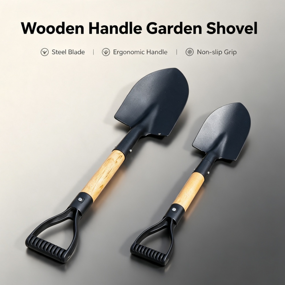 Gardening Tools Spade - Sekop Baja Anti-Korosi dengan Pegangan Kayu