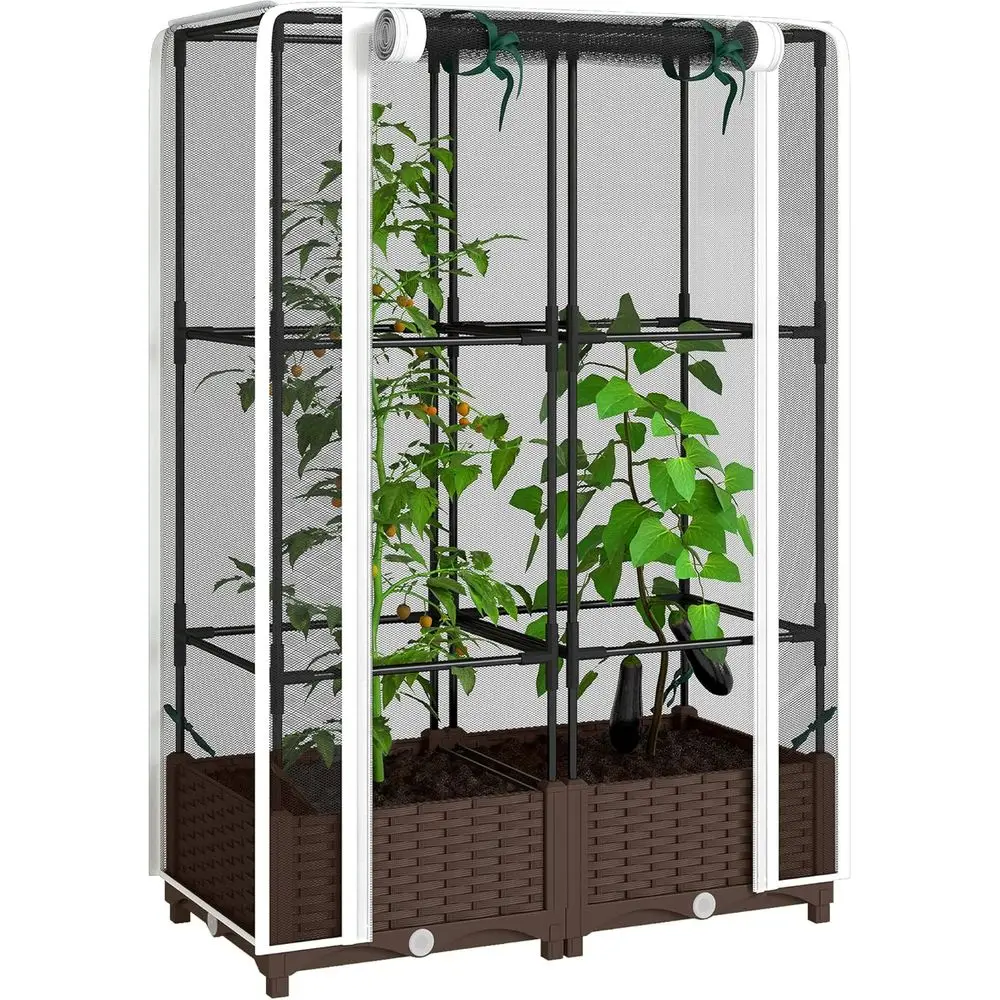 Self-Watering Planter - Tempat Tanam Terangkat dengan Teralis, Penyangga