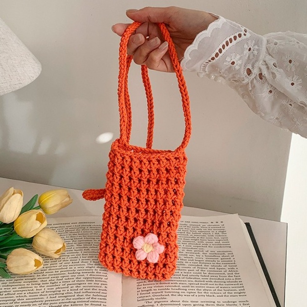 Outdoor Planting Bag - Tas Selempang Rajut Bunga Lucu, Tas