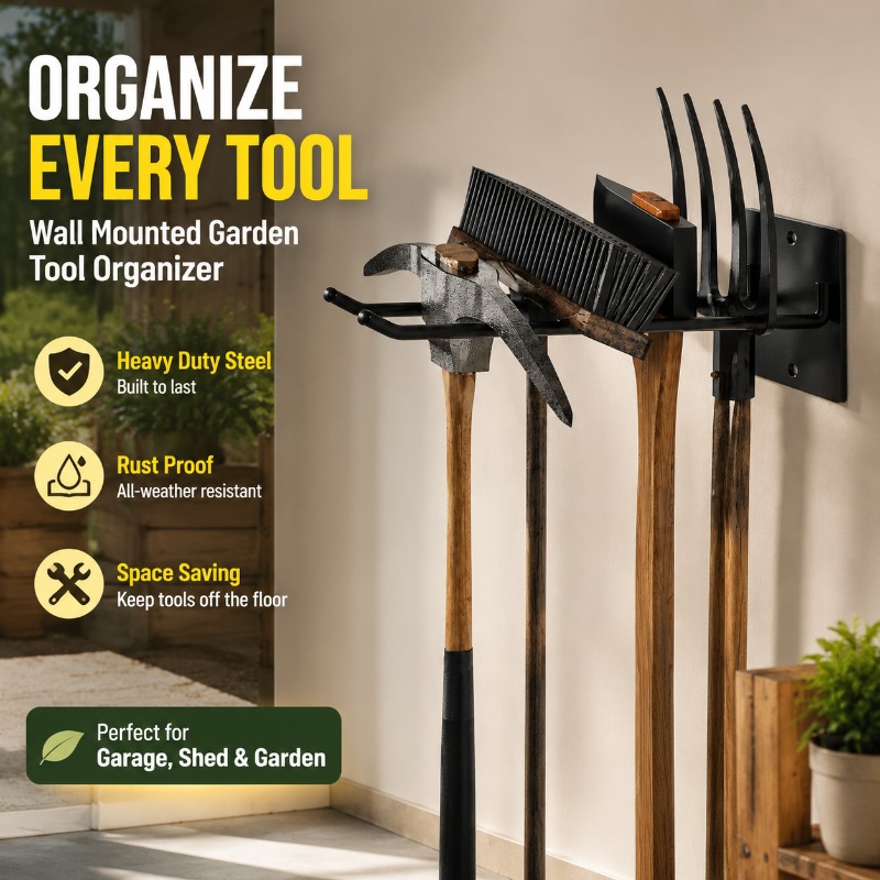 Gardening Tools Spade - Rak Penyimpanan Alat Kebun Dinding Tebal,