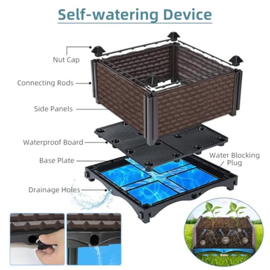 Kotak Penanam Tanaman Persegi  - Self-Watering Planter ulasan dan harga